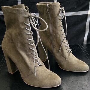 Steve Madden Elley Olive Lace-Up Suede Boots NWOT